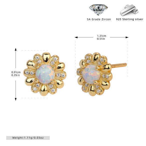 S925 Sterling Silver Flower Microinlaid Zircon Earrings