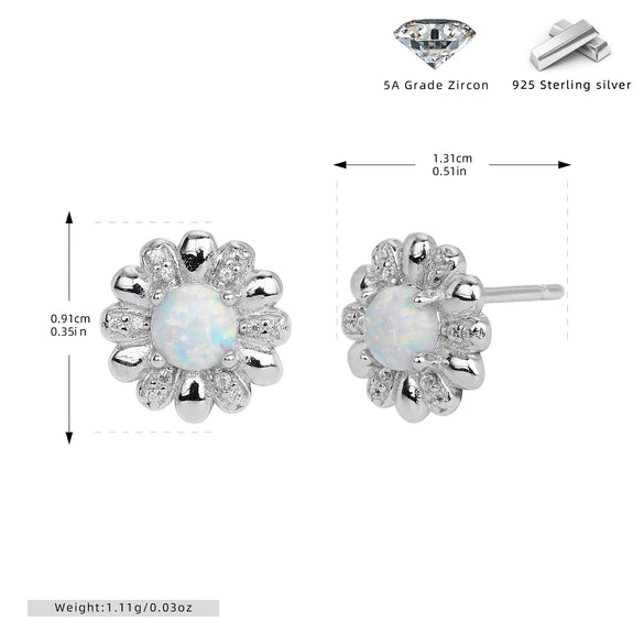 S925 Sterling Silver Flower Microinlaid Zircon Earrings