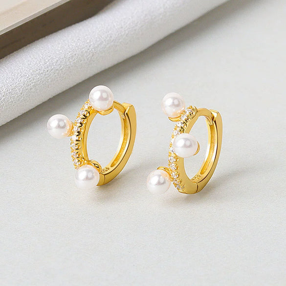 S925 Sterling Silver Flower Pearl Ear Studs Elegant Floral Design Earrings For Women