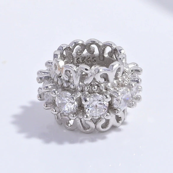 S925 Sterling Silver Flower Petal Barrel Starshaped Rhombus Zirconia Beading Material For Diy Bracelet Necklace