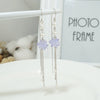 S925 Sterling Silver Flower Star Earrings With Purple Ice Crystal And Pearl Tassel Long Elegant Drop Earrings For Women