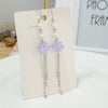 S925 Sterling Silver Flower Star Earrings With Purple Ice Crystal And Pearl Tassel Long Elegant Drop Earrings For Women