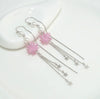 S925 Sterling Silver Flower Star Earrings With Purple Ice Crystal And Pearl Tassel Long Elegant Drop Earrings For Women