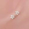 S925 Sterling Silver Flower Stud Earrings With Crystal Zircon Inlay Light Luxury Elegant Fashion Earrings For Women