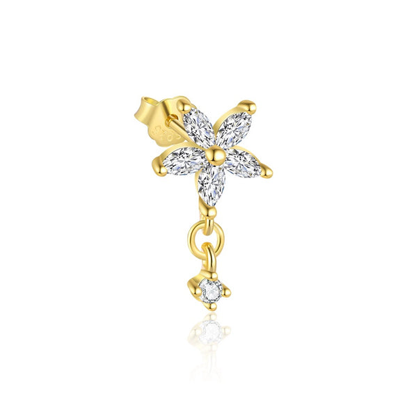 S925 Sterling Silver Flower Zirconia Earrings For Women