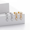 S925 Sterling Silver Flower Zirconium Electroplated Piercing Earrings For Women