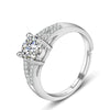 S925 Sterling Silver Four Claw Geometric Zircon Ring For Women Classic Micro Inlaid Simple Elegant Adjustable Jewelry