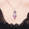 S925 Sterling Silver Four Leaf Clover Amethyst Diamond Ladies Necklace