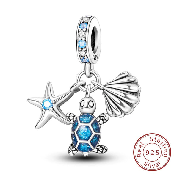 S925 Sterling Silver Four Leaf Clover Butterfly Airplane Star Charm Diy Bracelet Accessories With Dripping Oil Design
