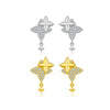 S925 Sterling Silver Four Mans Star Women's Earrings Electroplated Platinum 18K Gold Light Luxury Style