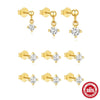 S925 Sterling Silver Fourclaw Diamondencrusted Geometric Earrings For Women With Electroplating Design Minimalist Style