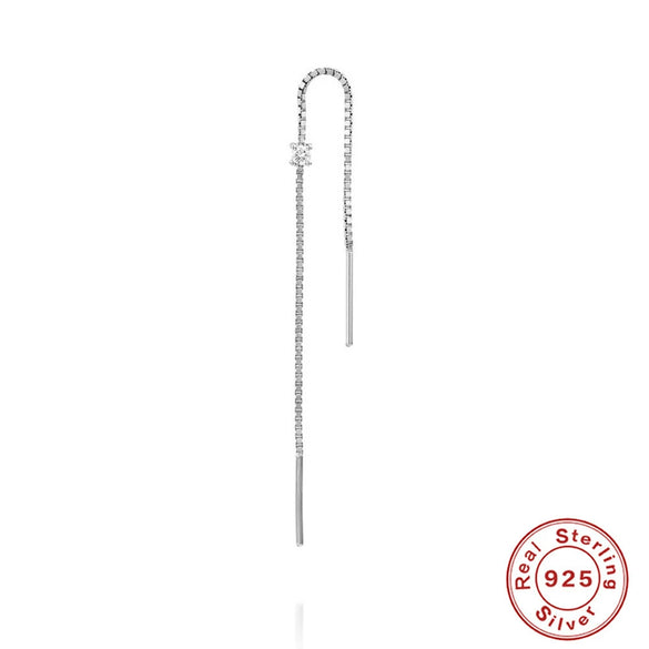 S925 Sterling Silver Fourclaw Diamondstudded Chain Tassel Earrings With Geometric Design And Real Gold Plating For Women