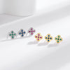 S925 Sterling Silver Fourleaf Clover Colored Diamond Women's Light Luxury Earrings
