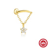 S925 Sterling Silver Fourleaf Clover Tassel Bow Geometric Piercing Earrings Set With Gemstones