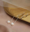 S925 Sterling Silver Freshwater Pearl Wave Curve Drop Earrings Simple Light Luxury Retro Bead Earrings For Women