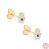 S925 Sterling Silver Geometric Angel's Eye Black Diamond Earrings With Diamondencrusted And Protection Electroplating