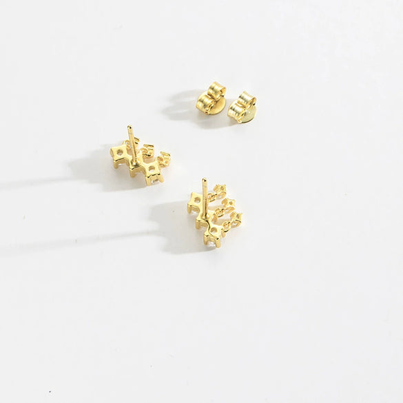 S925 Sterling Silver Geometric Baking Paint Earrings With Diamond Light Luxury Cold Style Mori Ear Jewelry Platinum Or 18K Gold Electroplated