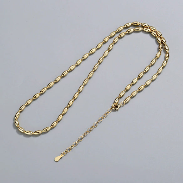 S925 Sterling Silver Geometric Ball Chain Necklace With Round Silver Beads Electroplated Fashion Jewelry For Men And Women