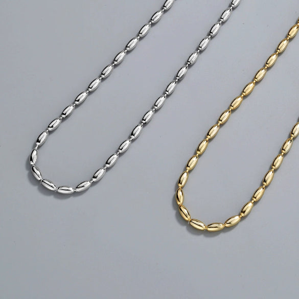 S925 Sterling Silver Geometric Ball Chain Necklace With Round Silver Beads Electroplated Fashion Jewelry For Men And Women