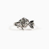 S925 Sterling Silver Geometric Black Flower Rose Ring For Women Electroplated