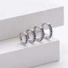 S925 Sterling Silver Geometric Blue Zircon Inlaid Round Earrings With Electroplating