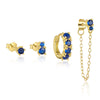 S925 Sterling Silver Geometric Blue Zirconium Earrings For Women Light Luxury Simple Style