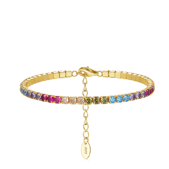 S925 Sterling Silver Geometric Bracelet With Zircon Electroplated For Women