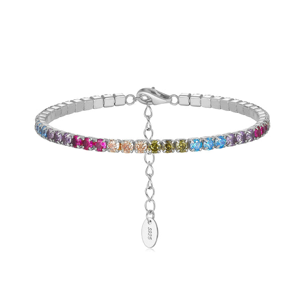 S925 Sterling Silver Geometric Bracelet With Zircon Electroplated For Women