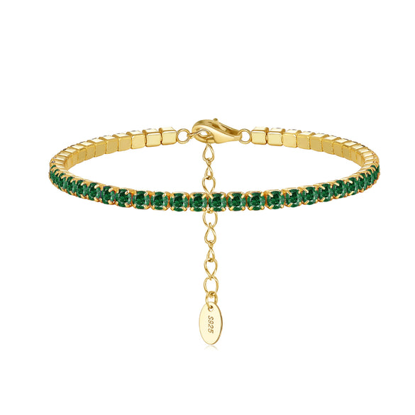 S925 Sterling Silver Geometric Bracelet With Zircon Electroplated For Women