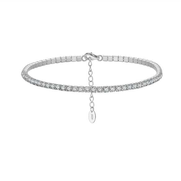 S925 Sterling Silver Geometric Bracelet With Zircon Electroplated For Women