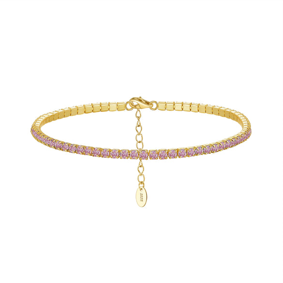 S925 Sterling Silver Geometric Bracelet With Zircon Electroplated For Women