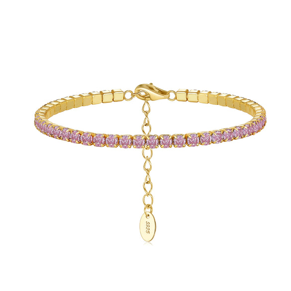 S925 Sterling Silver Geometric Bracelet With Zircon Electroplated For Women