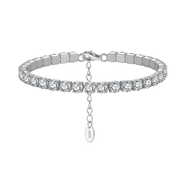 S925 Sterling Silver Geometric Bracelet With Zircon Electroplated For Women