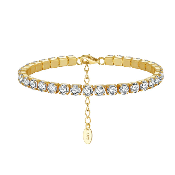 S925 Sterling Silver Geometric Bracelet With Zircon Electroplated For Women