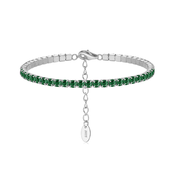 S925 Sterling Silver Geometric Bracelet With Zircon Electroplated For Women