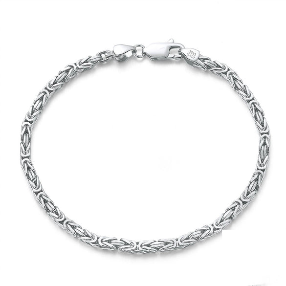 S925 Sterling Silver Geometric Byzantine Flat Bracelet Electroplated Unisex Hand Jewelry
