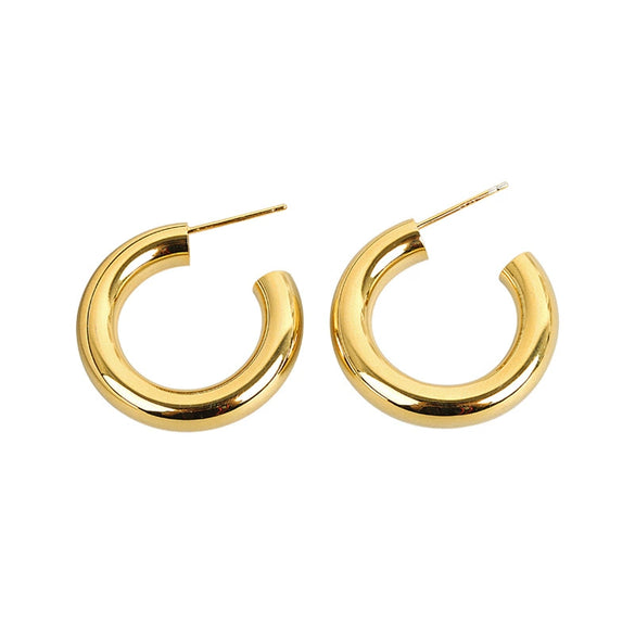 S925 Sterling Silver Geometric C Shape Hoop Earrings Electroplated Minimalist Light Luxury Statement Jewelry