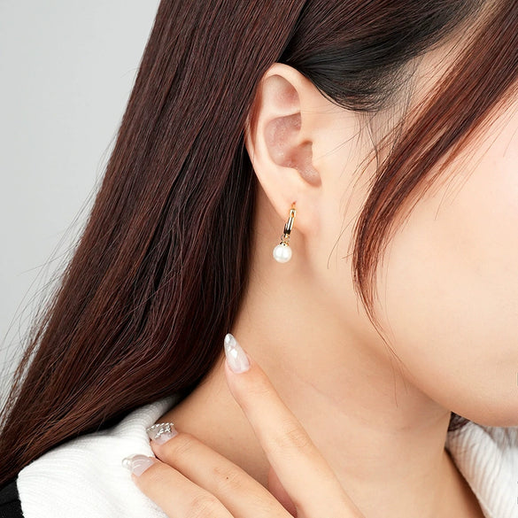 S925 Sterling Silver Geometric Circle Electroplated Women's Earrings