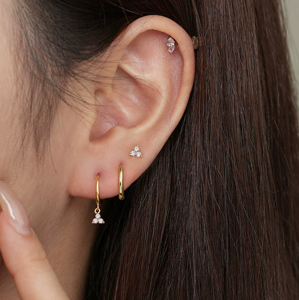S925 Sterling Silver Geometric Clover Women's Electroplated Earrings