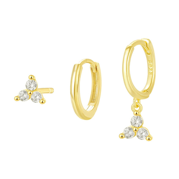 S925 Sterling Silver Geometric Clover Women's Electroplated Earrings