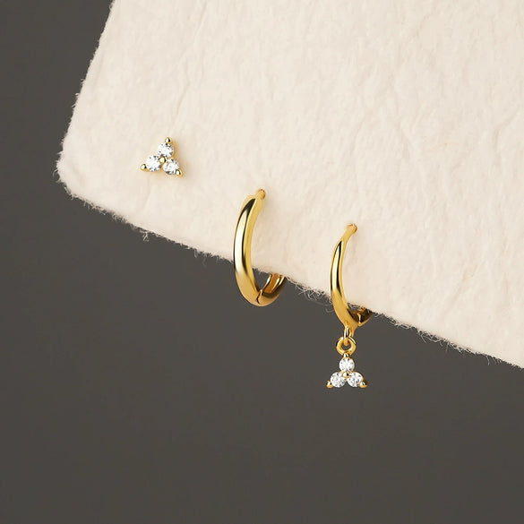 S925 Sterling Silver Geometric Clover Women's Electroplated Earrings
