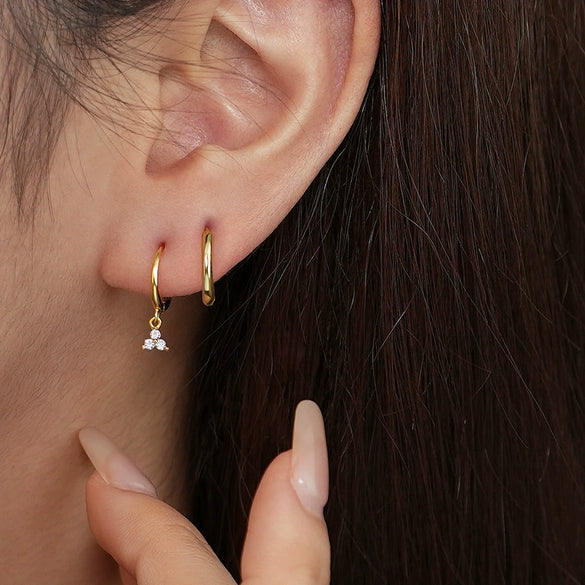 S925 Sterling Silver Geometric Clover Women's Electroplated Earrings