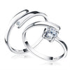 S925 Sterling Silver Geometric Couple Ring Adjustable Open Band Electroplated Wedding Ring For Unisex Adults