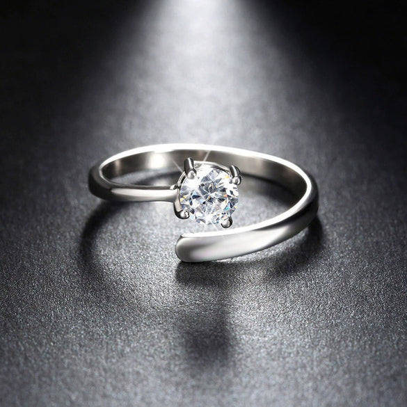 S925 Sterling Silver Geometric Couple Ring Adjustable Open Band Electroplated Wedding Ring For Unisex Adults