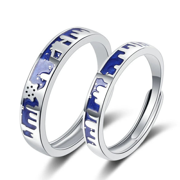 S925 Sterling Silver Geometric Couple Ring Simple Adjustable Open Ring With Electroplated Finish For Men And Women