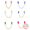 S925 Sterling Silver Geometric Creative Single Diamond Chain Earrings For Women