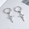 S925 Sterling Silver Geometric Cross Earrings For Women Electroplated Hip Hop Style Ear Jewelry Accessories