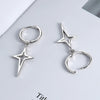 S925 Sterling Silver Geometric Cross Earrings For Women Electroplated Hip Hop Style Ear Jewelry Accessories