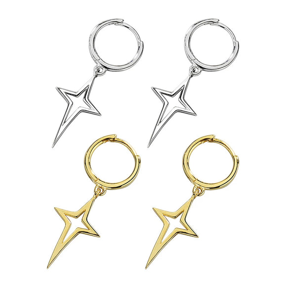 S925 Sterling Silver Geometric Cross Earrings For Women Electroplated Hip Hop Style Ear Jewelry Accessories