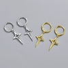 S925 Sterling Silver Geometric Cross Earrings For Women Electroplated Hip Hop Style Ear Jewelry Accessories